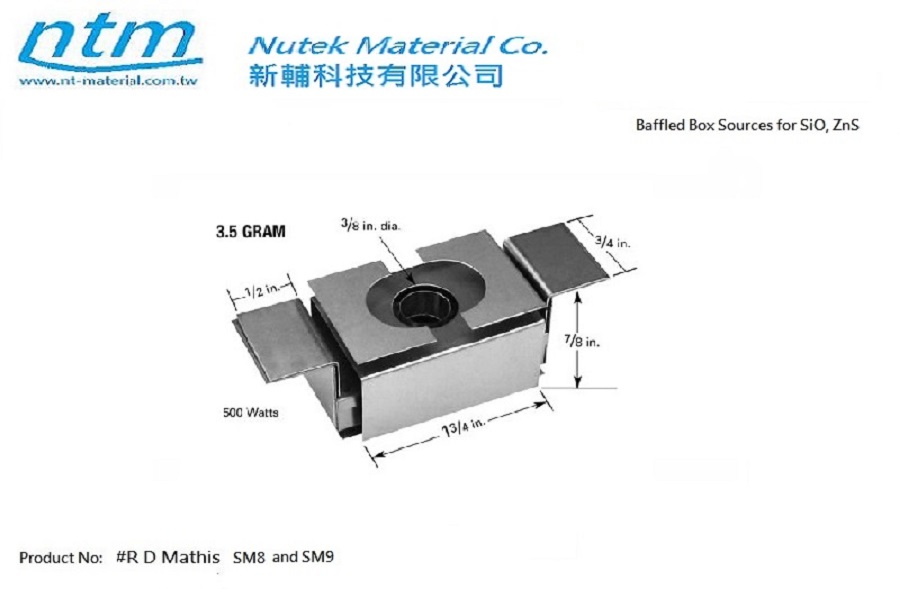 Baffled Box Sources for SiO, ZnS-SM8